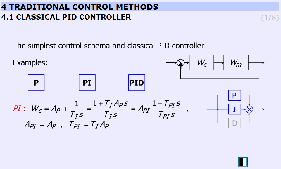 Classical PI controller (http://dind.mogi.bme.hu/animation/chapter4/4.htm)