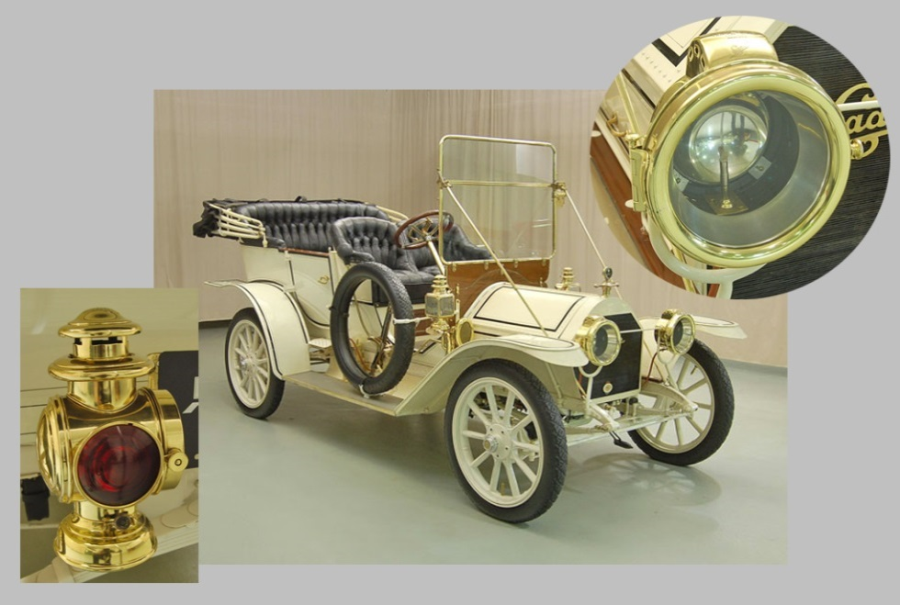 Automata fényszóró és hátsólámpa gyújtás a Cadillac 1910 modelljében