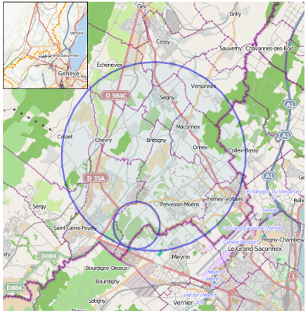 A CERN LHC gyorsítójának földrajzi elhelyezkedése