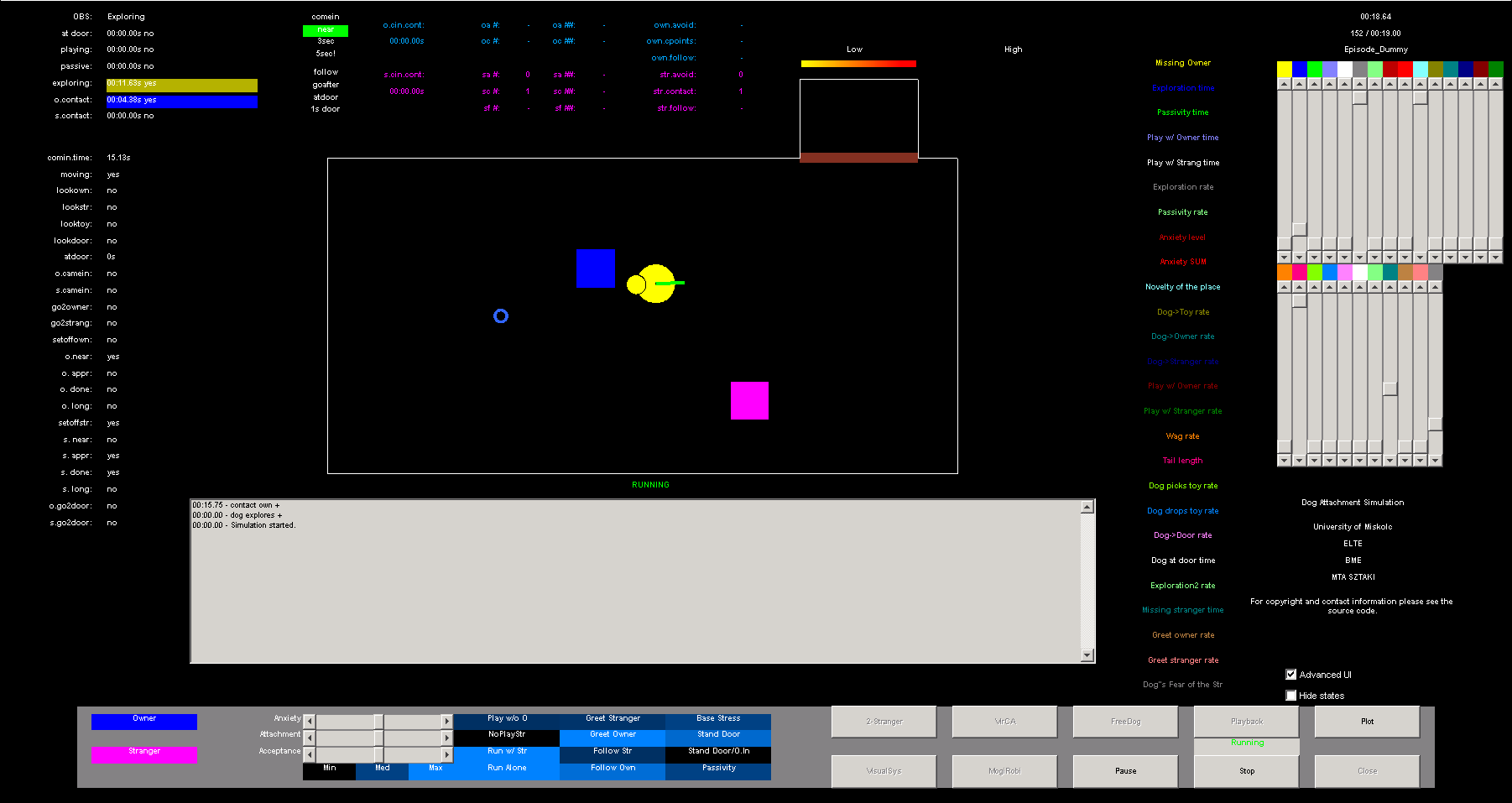 Screenshot of the simulation application