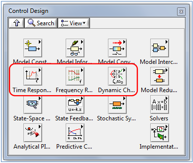 A Rendszertervezés (Control Design) paletta