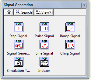A Jelgenerátorok (Signal generation) paletta elemei