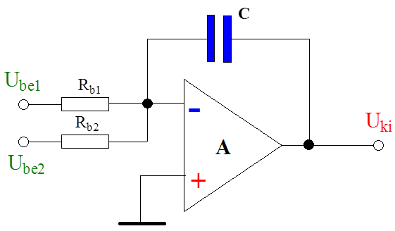 Jelösszegző integrátor elem kapcsolási rajza